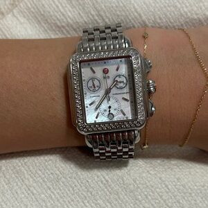 Michele Deco Diamond Chronograph Watch – Stainless Steel